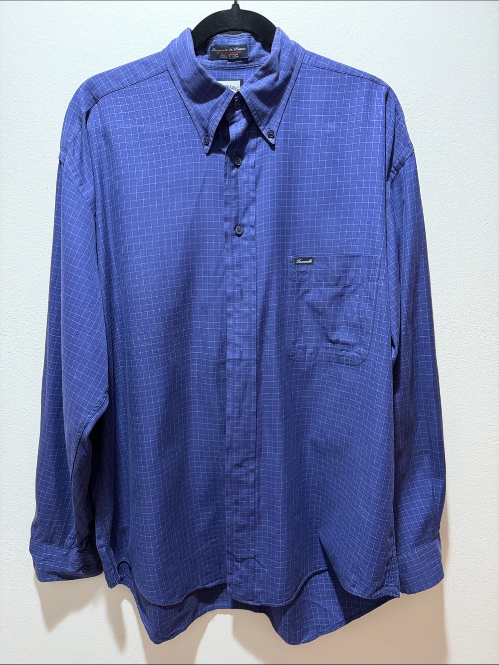 Faconnable Men's Indigo Windowpane Button-Down Shirt